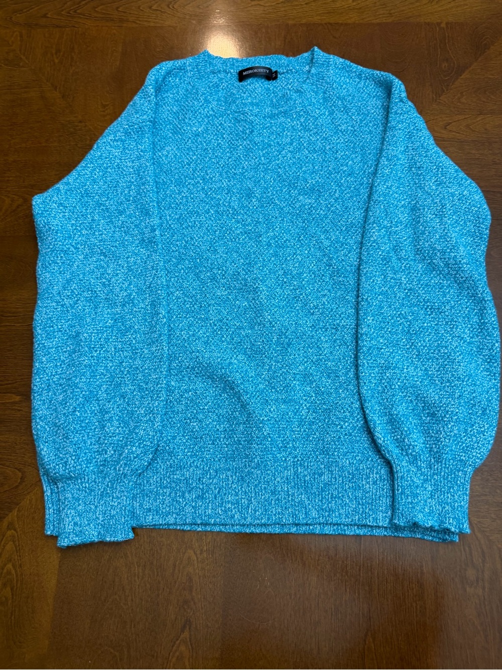 Merokeety Women’s Medium Teal Marled Crewneck Knit Sweater Soft Lightweight
